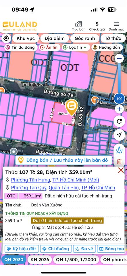 Nhà góc 2 mặt tiền đường số 79 và 42 phường tân quy q7 củ nay là phường tân hưng tphcm !