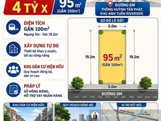 Lô đất hiếm tại huỳnh tấn phát  4,1 tỷ  95m2  xây tự do  pháp lý chuẩn