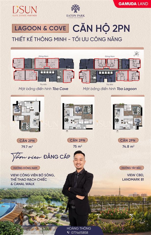 Chủ nhà cần thu hồi vốn  bán giá gốc eaton park tòa a4 view rạch chiếc lầu 2x