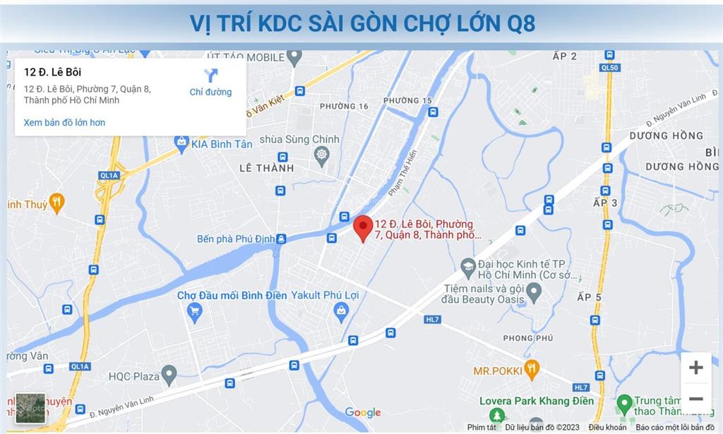 Đất 6x20m, kdc sài gòn chợ lớn, đường phạm thế hiển, p7, q8