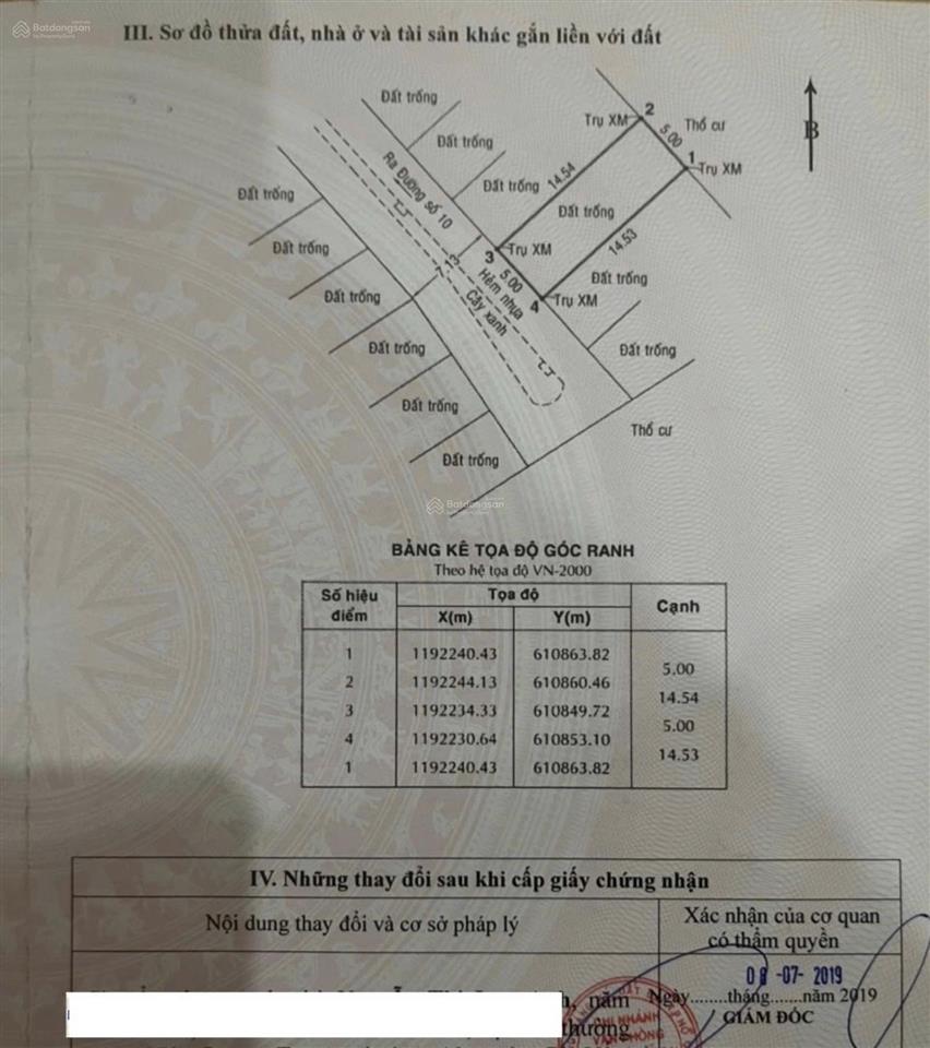 Bán lô đất hẻm số 10 ra nguyễn thị định, bình trưng đông, q2. dt 5x14.6 đất sổ cá nhân.