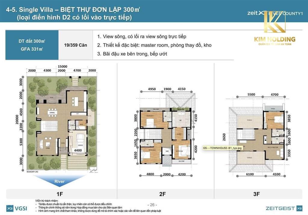 Căn biệt thự 300m2, loại c1 (2 mặt tiền view sông)  giá tốt, sổ hồng, nhận nhà ngay