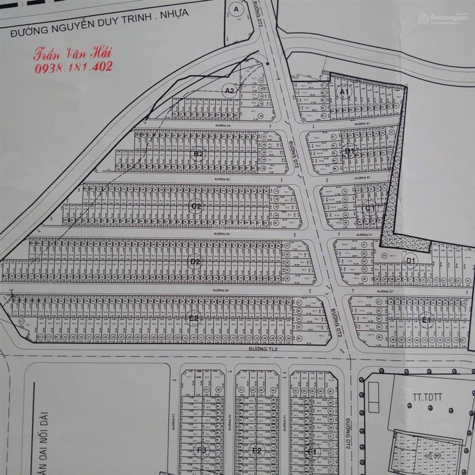 Bán đất lo goc nền dự án nam khang 1426 nguyễn duy trinh 8,6mx16m cn 133m2 giá 66tr/m2
