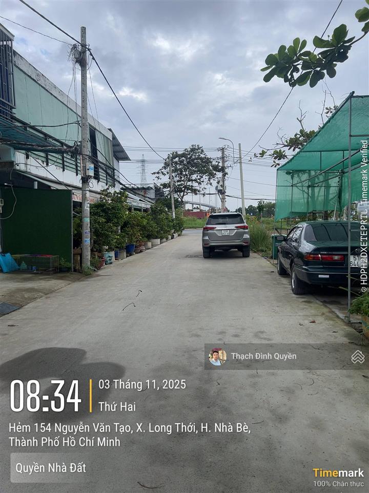 Đất thổ cư hẻm 154 nguyễn văn tạo, long thới