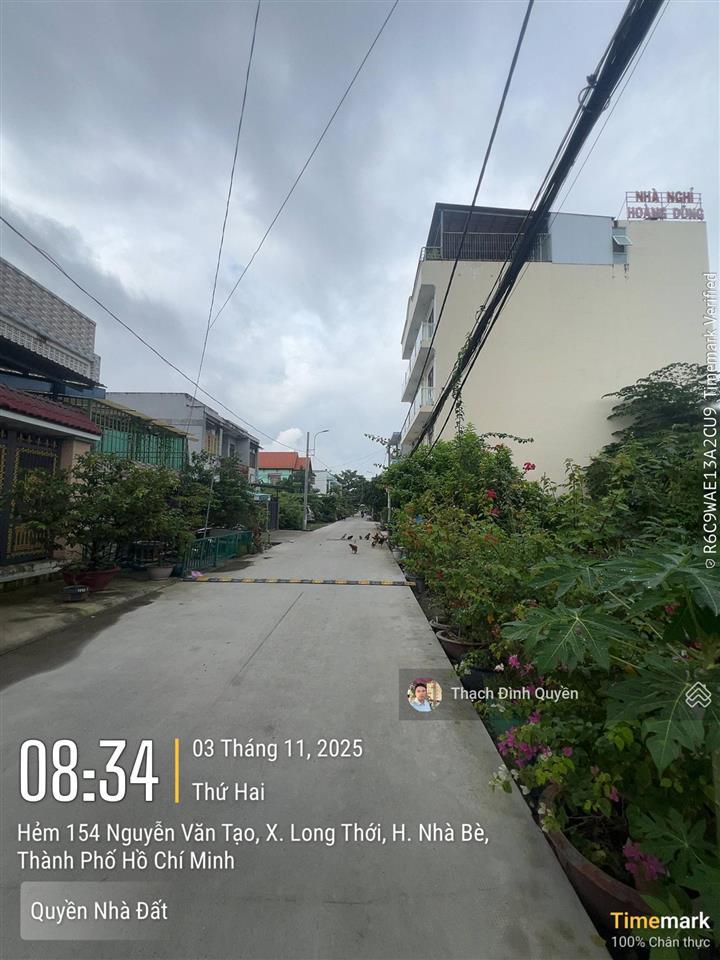 Đất thổ cư hẻm 154 nguyễn văn tạo, long thới