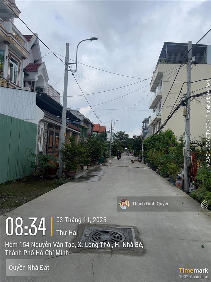 Đất thổ cư hẻm 154 nguyễn văn tạo, long thới
