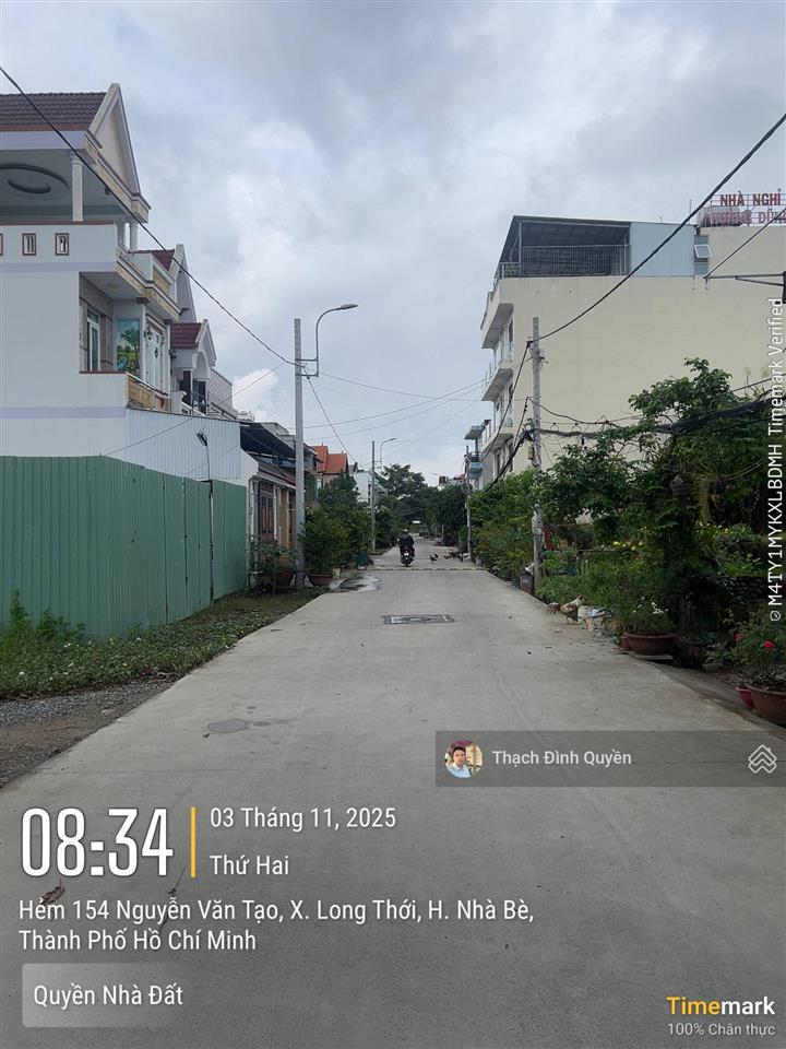 Đất thổ cư hẻm 154 nguyễn văn tạo, long thới