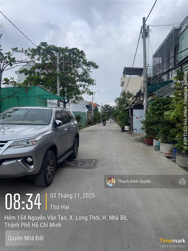 Đất thổ cư hẻm 154 nguyễn văn tạo, long thới