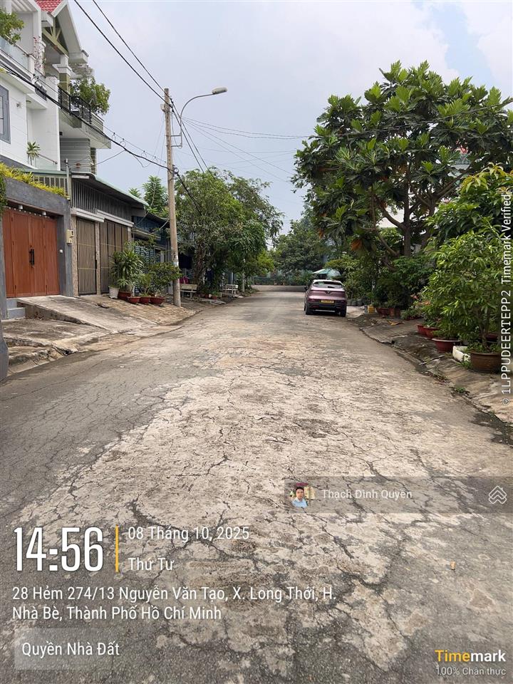 Đất thổ cư khu giáo viên trung tâm dạy nghề nhà bè, hẻm 274 nguyễn văn tạo, 120m2(6x20m)