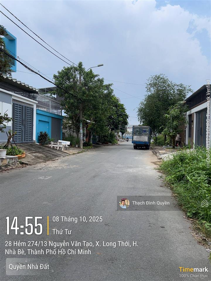 Đất thổ cư khu giáo viên trung tâm dạy nghề nhà bè, hẻm 274 nguyễn văn tạo, 120m2(6x20m)