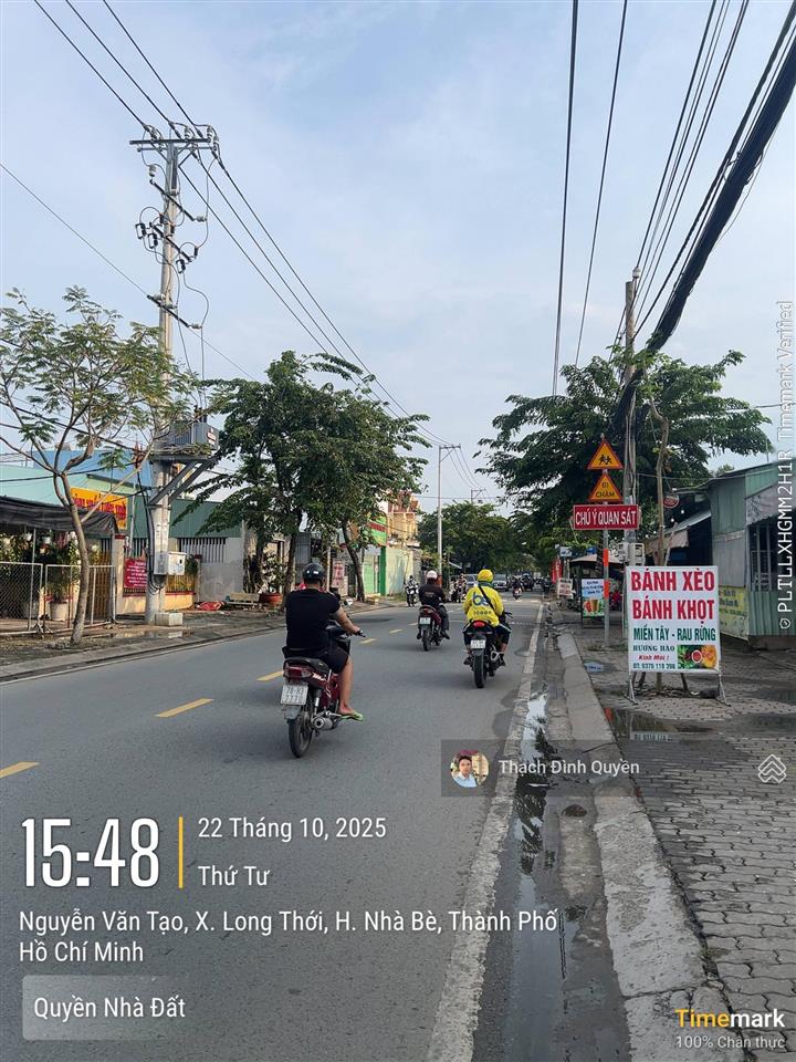 Đất thổ cư mt đường nguyễn văn tạo, long thới, 190m2(7x27m)