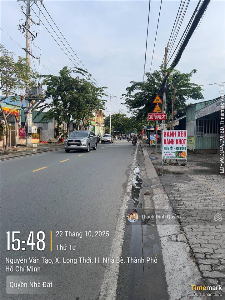 Đất thổ cư mt đường nguyễn văn tạo, long thới, 190m2(7x27m)