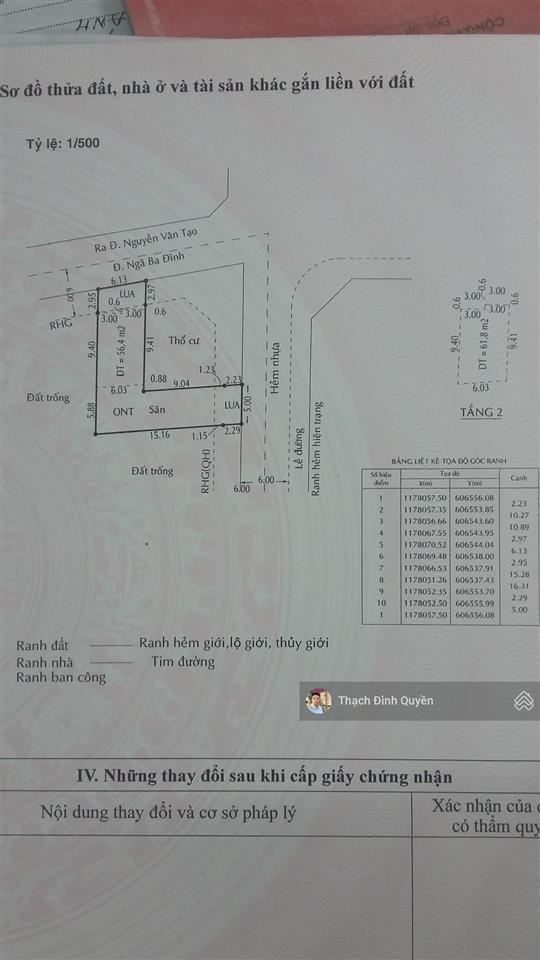 Cần bán lô đất thổ cư 5x18,4m hẻm 274 nguyễn văn tạo