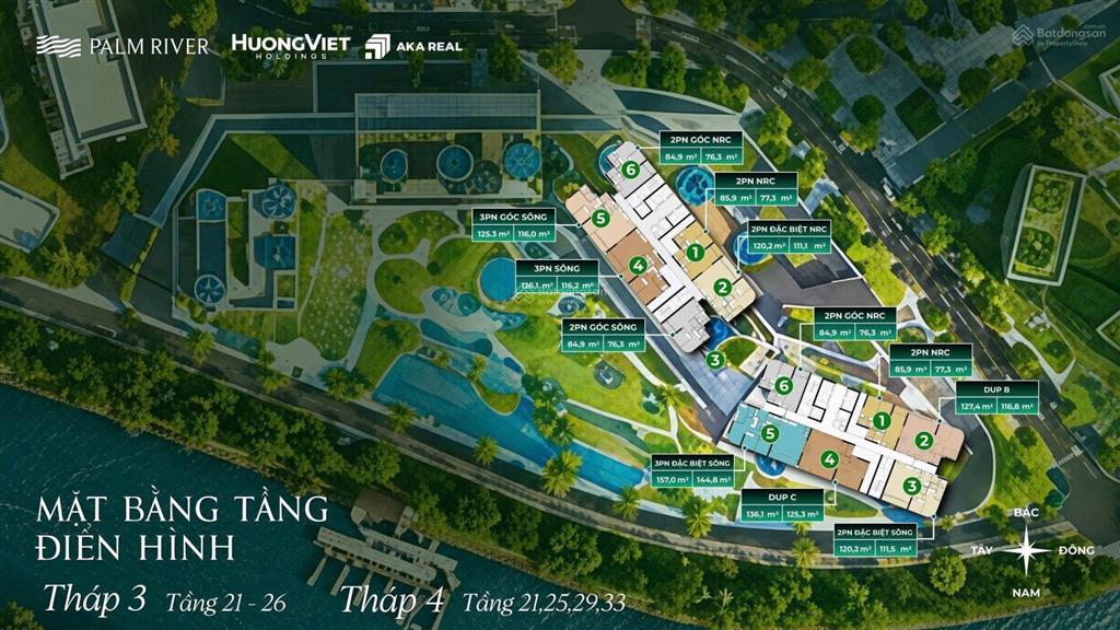 Giỏ hàng tháp t3 và t4 palm river căn 01, 02, 03, 04, 05, 06 tầng cao, view đẹp, mua trực tiếp cđt
