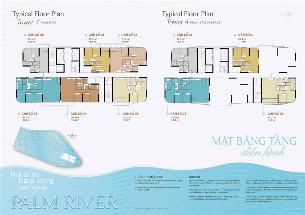 Giỏ hàng tháp t3 và t4 palm river căn 01, 02, 03, 04, 05, 06 tầng cao, view đẹp, mua trực tiếp cđt