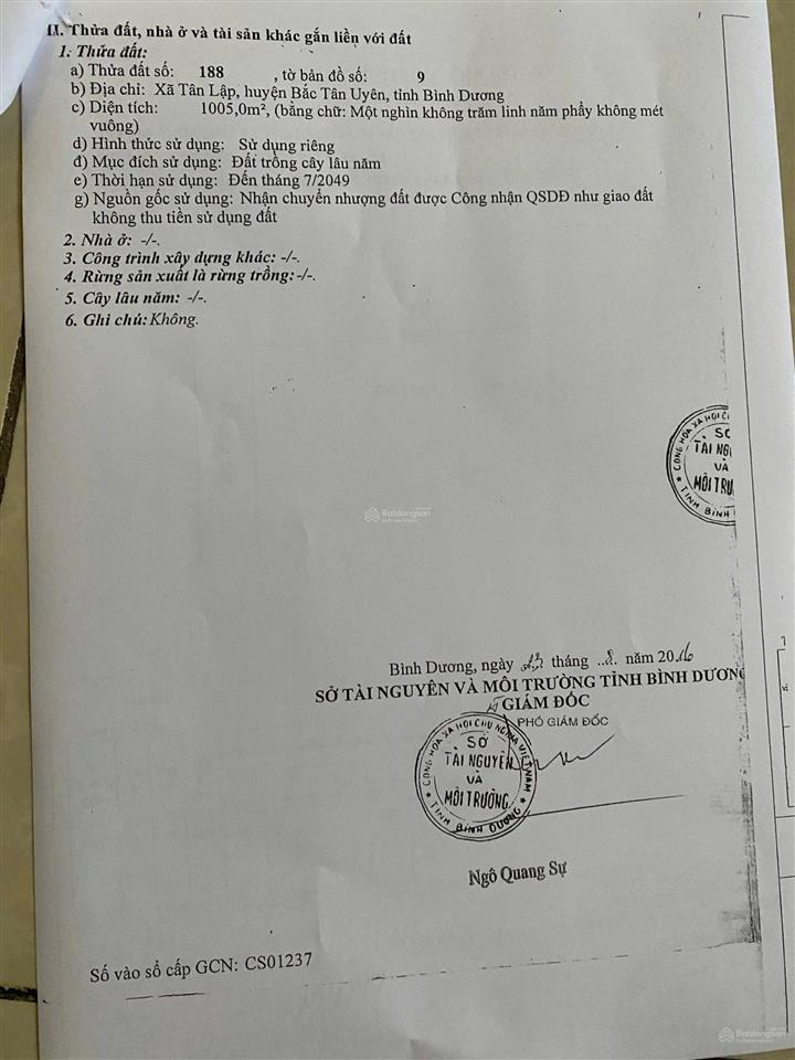 Chủ cần tiền trước tết giảm thêm 2 tỷ bán đất 1005m2300m2 thổ cư tại bắc tân uyên, tp hcm, 4,25 tỷ