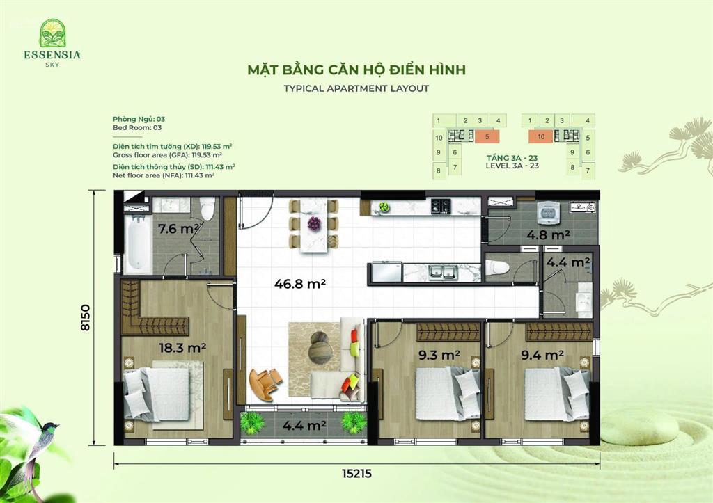 Bán lại căn hộ essensia sky 3 pn tháp b tầng 20 căn 04 giá tốt thị trường