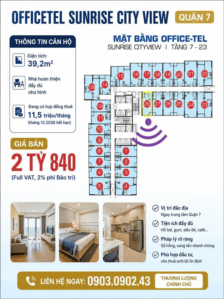 Bán căn hộ oft scb11.28 full nội thất đẹp, giá 2tỷ840 (full)