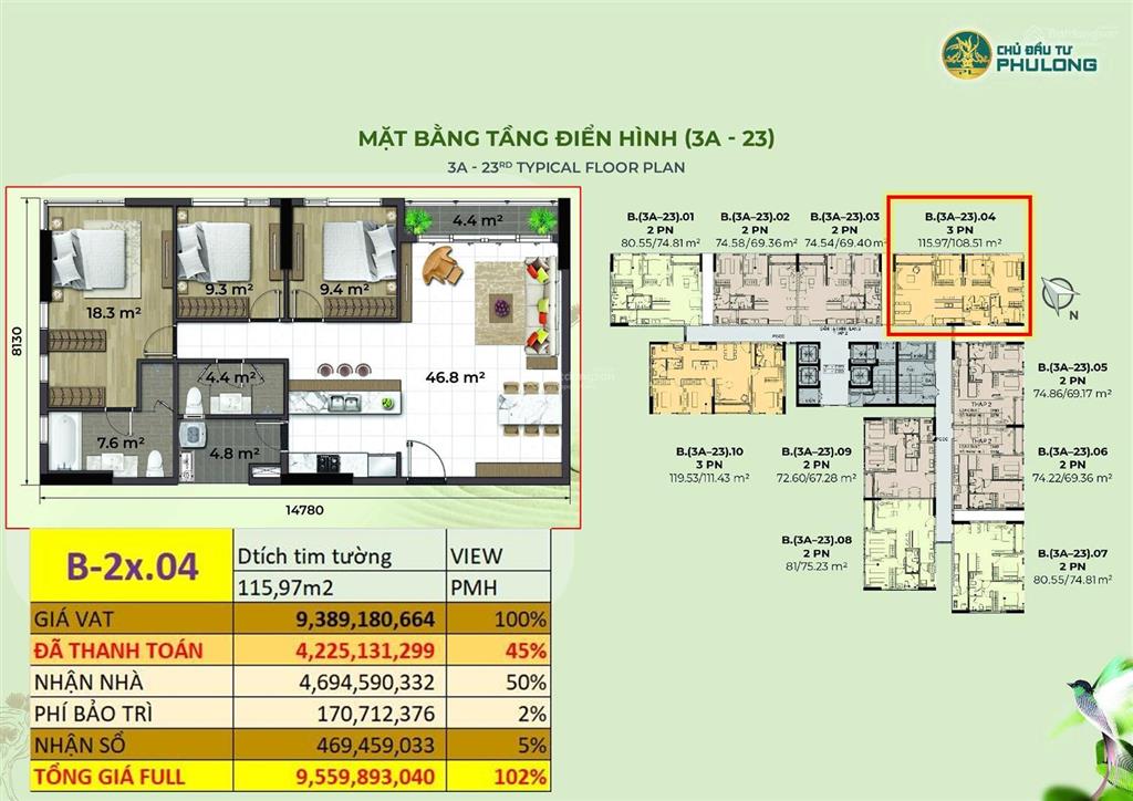 Cắt lỗ 1 tỷ căn hộ 3pn essensia sky b2x.04