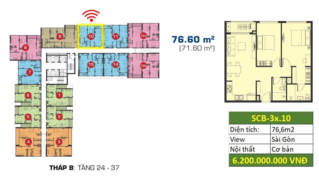Bán căn hộ 2pn sunrise cityview 76.6m2 view quận 1
