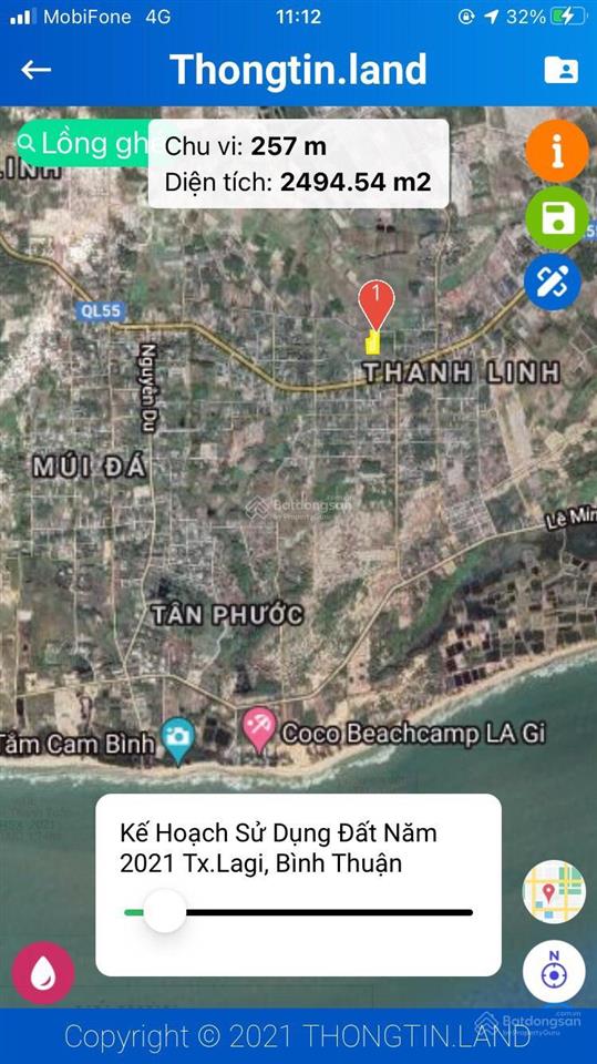 Bán đất quốc lộ 55, đối diện đường trần quang diệu vào bãi cam bình