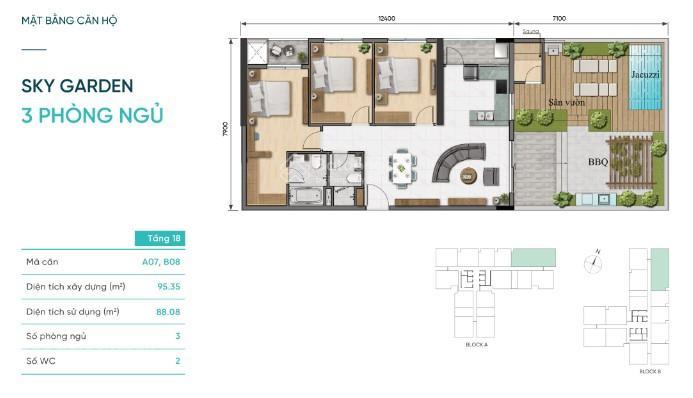 Bán căn sky garden đẹp dự án  nhà mới bàn giao  dọn vô ở liền  tặng 4 máy lạnh daikin