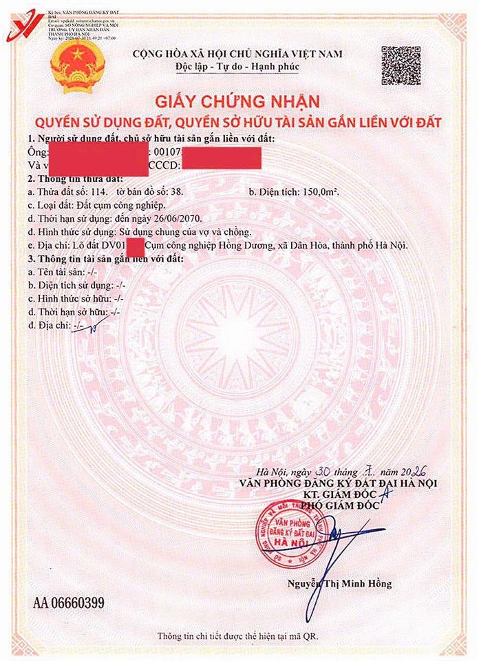 Bán đất tmdv, đất phụ trợ cụm công nghiệp hồng dương, sẵn sổ đỏ, diện tích 150m2, giá 20tr/m2