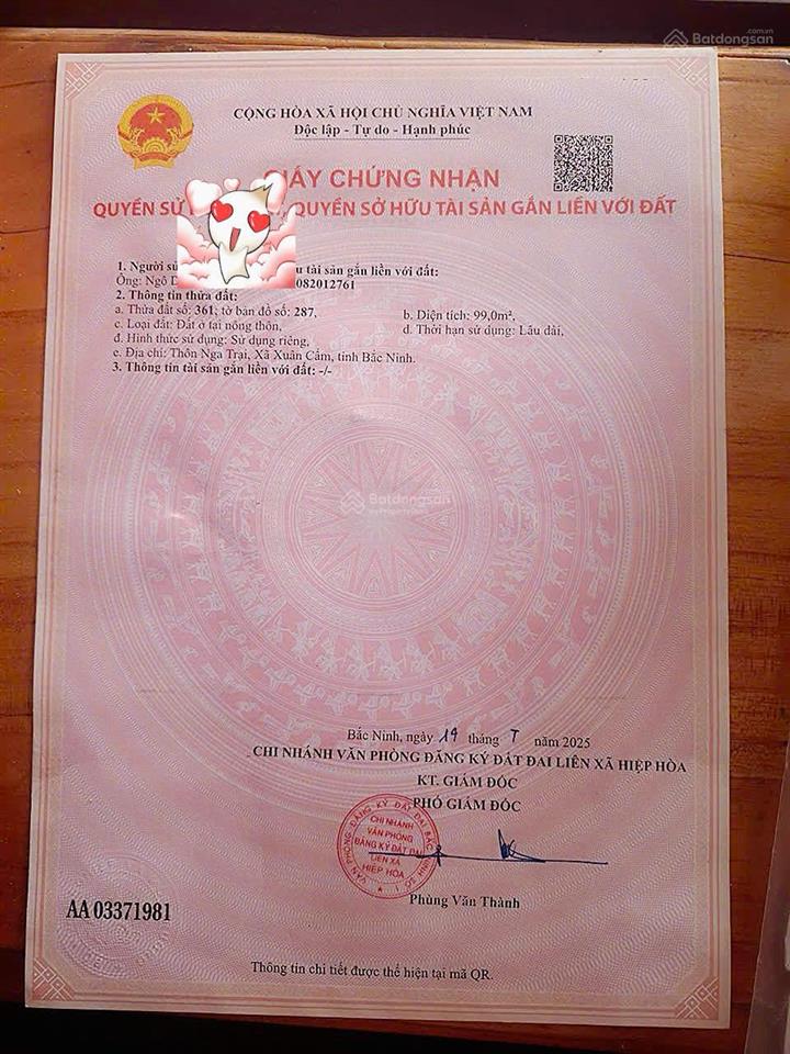 Đất nền nga trại xuân cẩm | 99m full thổ cư sát kcn hòa phú 500ha