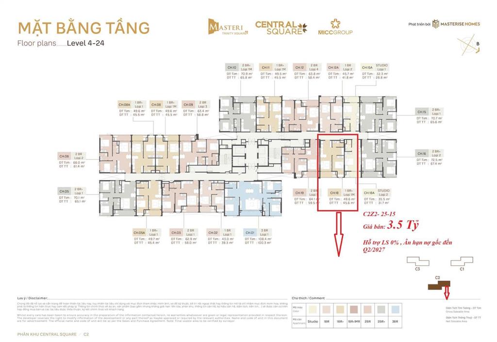 Chính chủ bán căn hộ 1pn+ tại masteri trinity square,  chính chủ 0984 805 ***