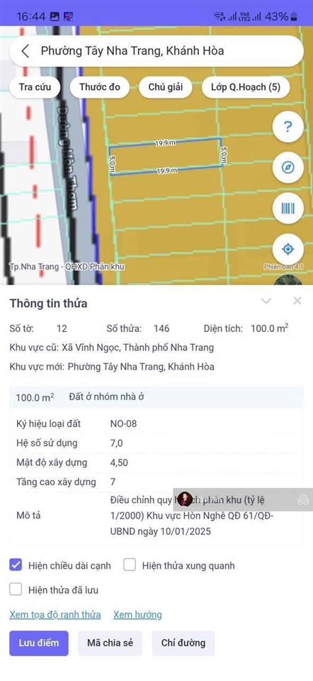 Bán đất mặt tiền đường hòn thơm, vĩnh ngọc gần i resort