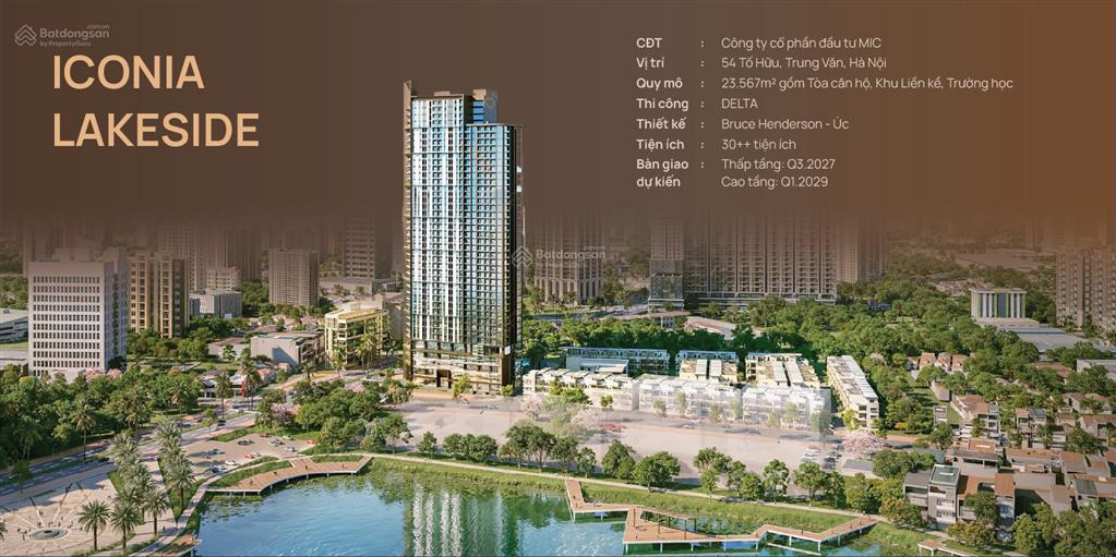 Bán gấp căn liền kề đối diện công viên dự án iconia lakeside  mipec tố hữu