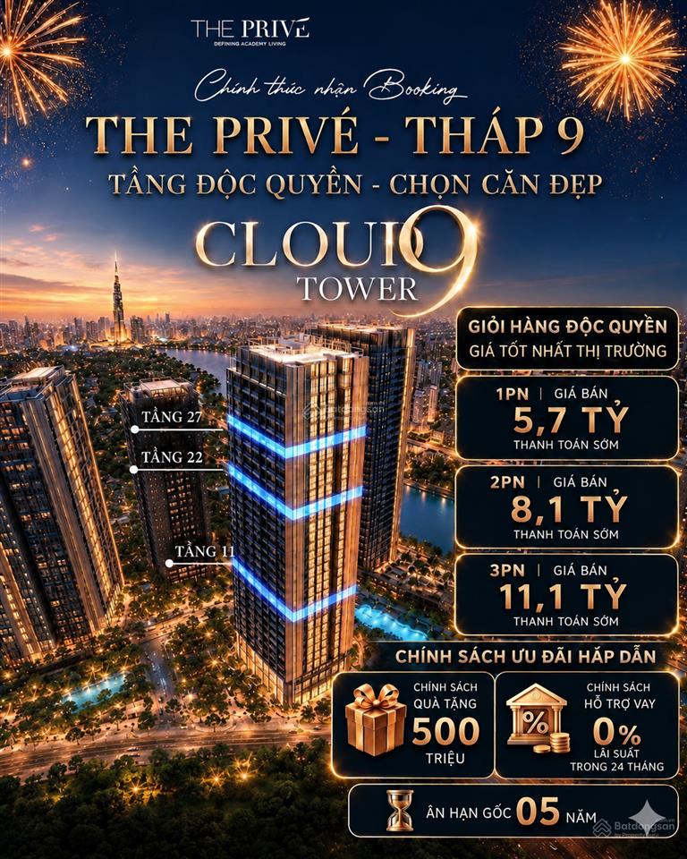 Căn hộ the privé quận 2 2pn có ban công view sông giá 8,1 tỷ (chưa vat)