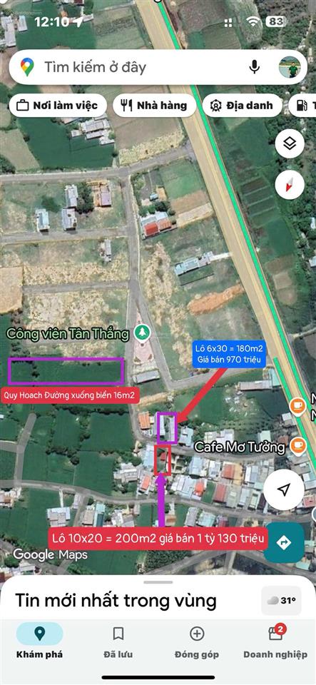 Duy nhất 1 lô đất biển 180m2 full thổ cư giá rẻ nhất chỉ 970 triệu, xây nhà 2 tầng nhìn thấy biển