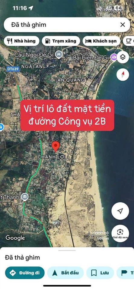Bán đất biển ở chánh lợi, cát thành, diện tích 367,5m2, view đẹp, ngang 15m sâu 24,5m