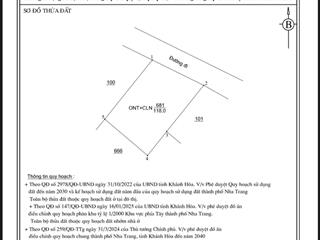 Sát cạnh kđt mỹ gia nha trang, đường rộng 6m ô tô tải 2,5 tấn ra vào thoải mái