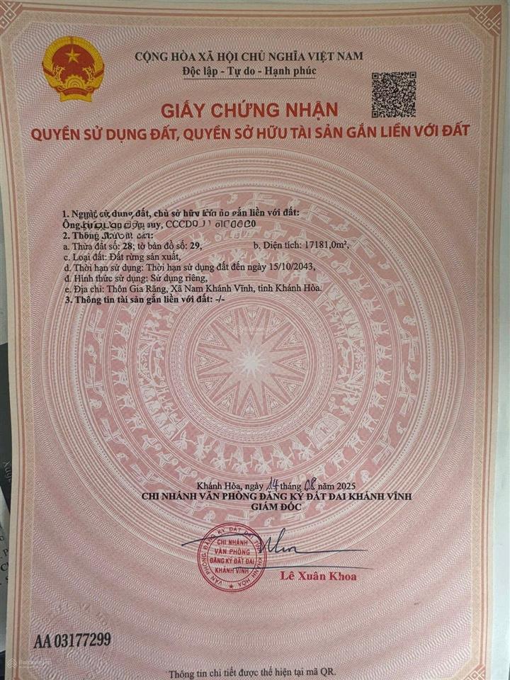 17.000m2 view giáp suối khánh thành  khánh vĩnh  bán nhanh chỉ 990tr