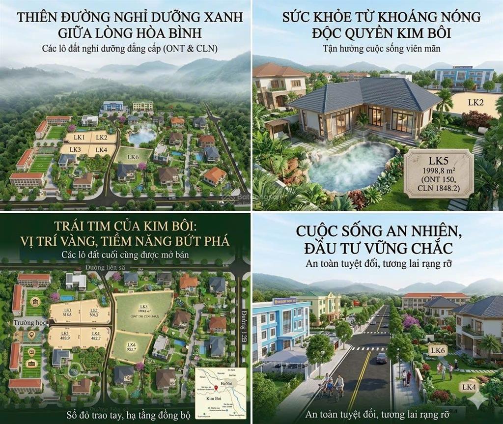 Bán đất nghỉ dưỡng kim bôi  có khoáng nóng  vị trí đẹp  tiềm năng đầu tư cao