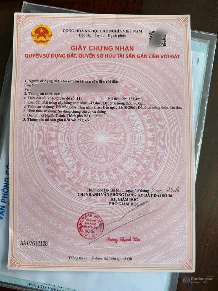 Lô góc 2 mặt tiền  mặt tiền kinh doanh  bình ba đá bạc  xã nghĩa thành, tp. hcm  giá chỉ 3,2 tỷ