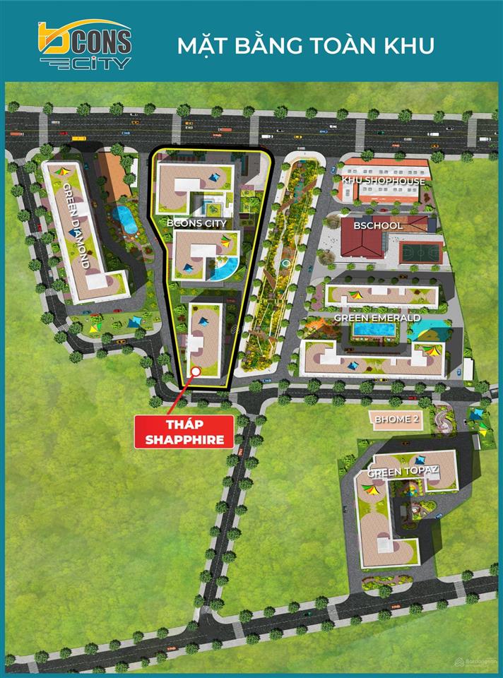 Suất nội bộ shophouse bcons city giá gốc cdt siêu hiếm tt 20% kí hdmb ngay