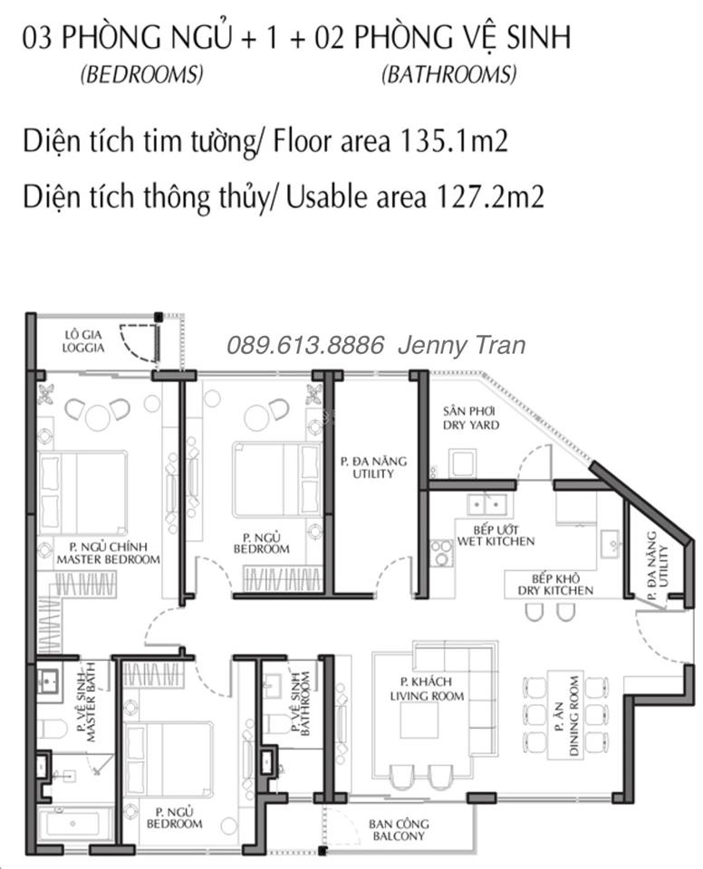 Hàng hiếm, bán/cho thuê căn hộ 2 view, 3pn + kho, dt 135m2, khu diamond brilliant, celadon city!
