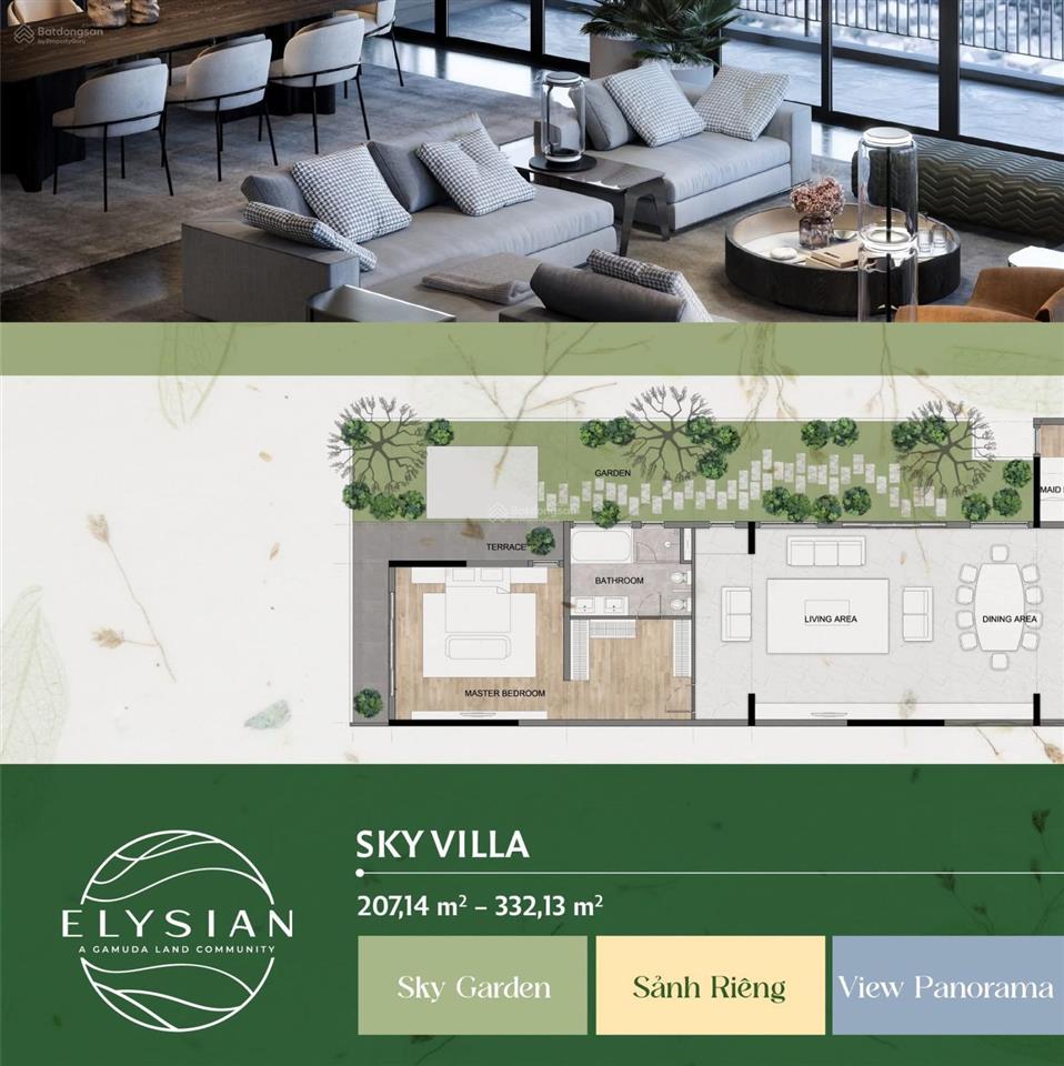 Chỉ 15tỷ căn 207m2  penthouse sky villa elysian by gamuda land