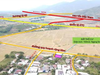 Đất thổ cư trung tâm xã diên thọ, khánh hoà. dt 103m2 thổ cư. gần cụm cn vcn diên thọ. giá 690tr