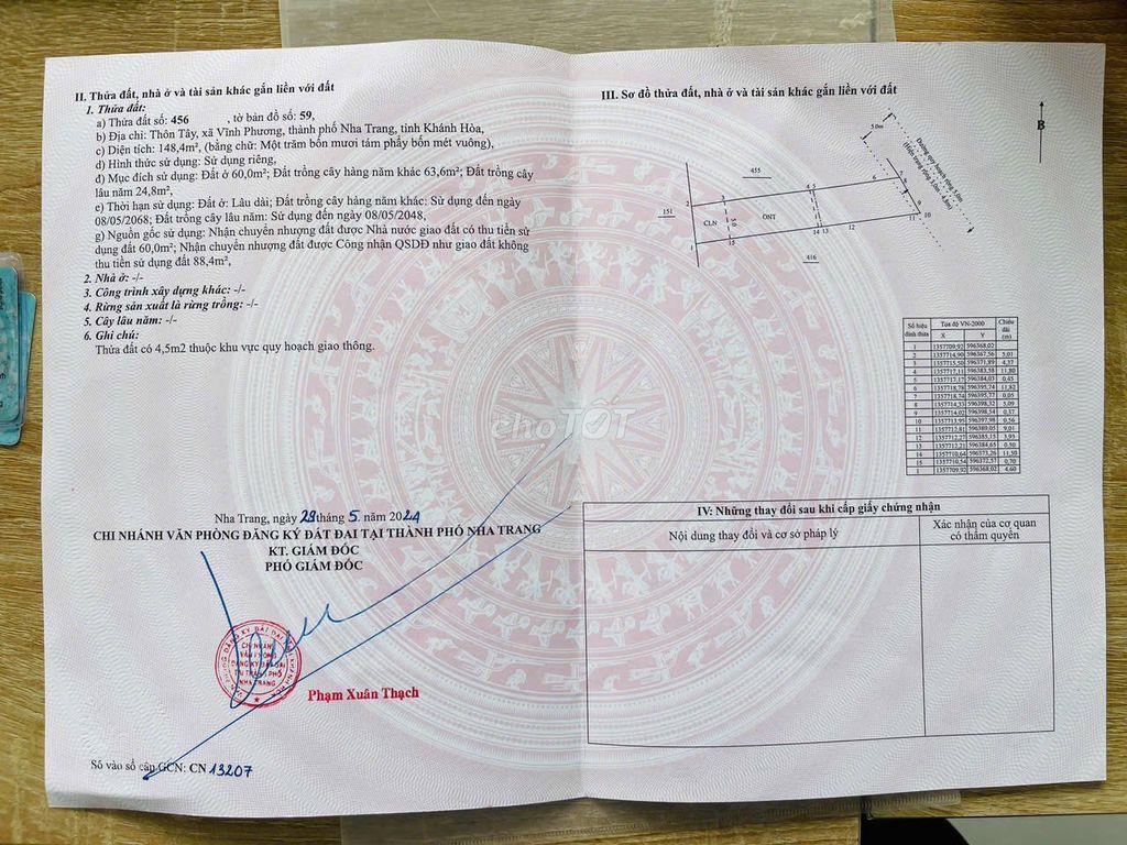 VPU82 Bán đất hẻm oto thôn Tây phường Bắc Nha Trang (Vĩnh Phương)