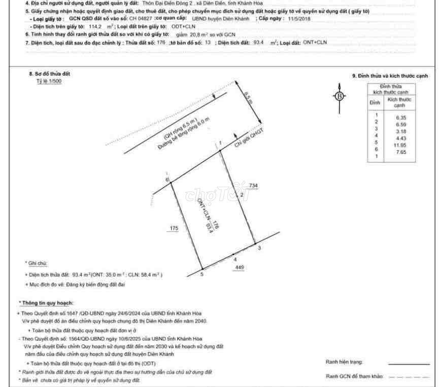 TT145 Bán đất tặng nhà cấp 4 đường oto Thị Trấn Diên Khánh