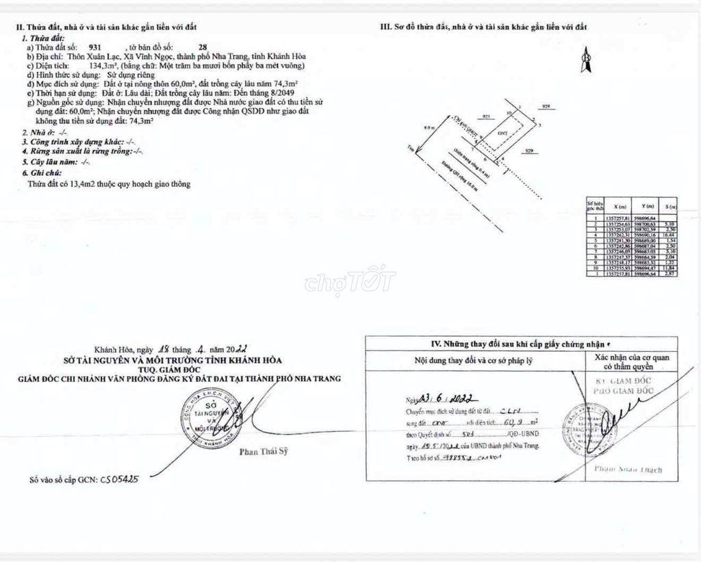 Bán nhà sân vườn 134.3m2 mặt tiền đường Liên Hoa, Vĩnh Ngọc