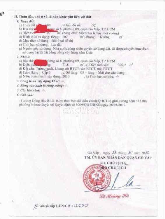 Nhà ở gđ gò vấp trung tâm ko ngập, hẻm xe hơi
