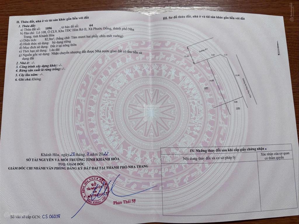Bán lô góc tdc hòn rớ 2, ngang 6m, đường nhựa 13,5m. lưng tựa núi, mặt hướng dự án sun