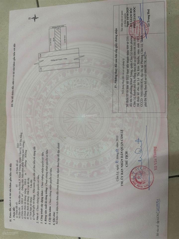 Bán lô đất mt đường 7m5 nguyễn văn huyên  sát chợ cẩm lệ, phường khuê trung, đà nẵng