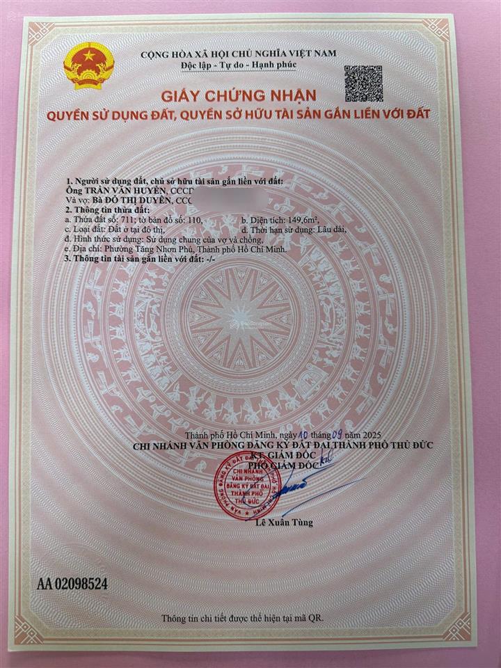 Chính chủ bán lô đất p. tăng nhơn phú b, quận 9 (cũ), 149,6m2, giá 36tr/m2, có hoa hồng cho mg
