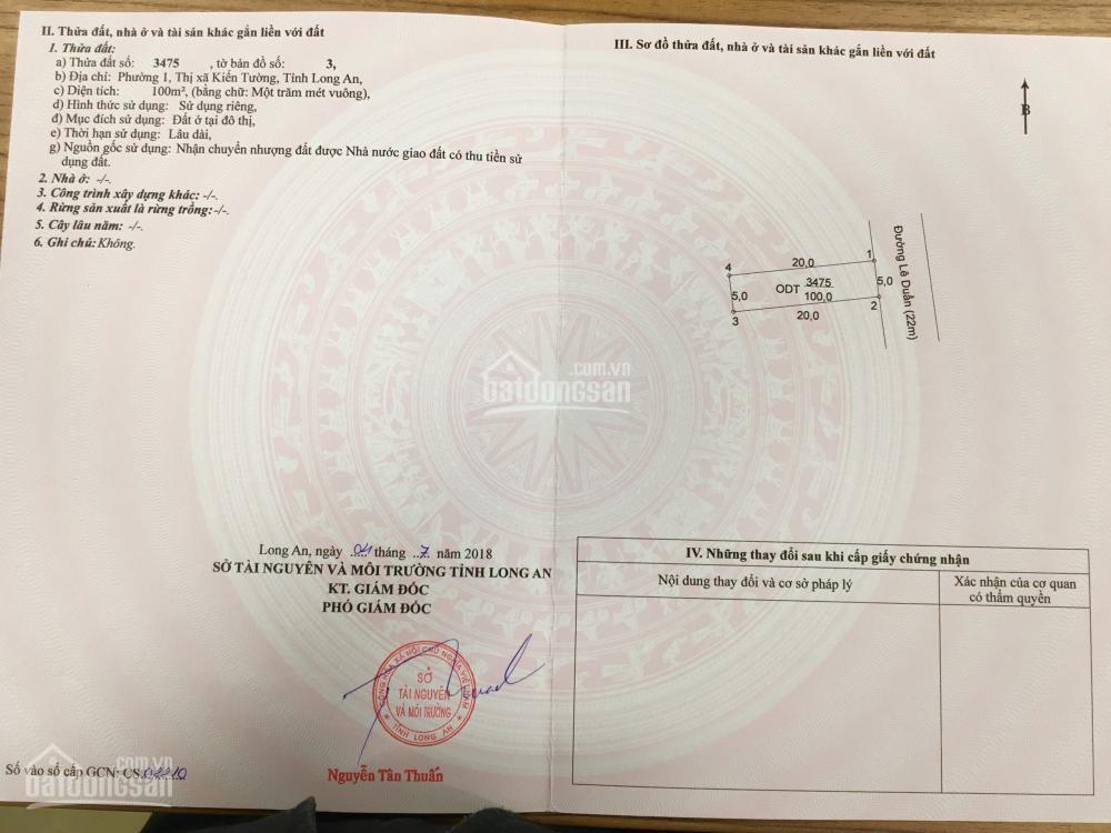 Bán đất nền sân bay tx kiến tường.  0907 821 ***